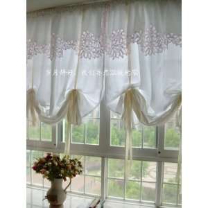   Romantic battenburg white Adjustable Pull up Curtain