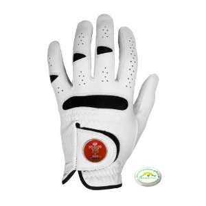 Sherpashaw,Wales Rugby WRU Golf Glove with double side Ball Marker and 