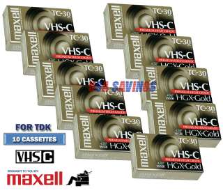 MAXELL FOR TDK VHS C Video Tape Box (Pack Of 10 Tapes) TC 30  