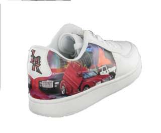 Lowrider Car Rally Leather Tennis Shoe White, 11  