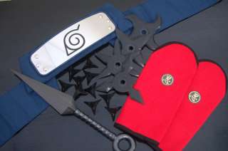 Naruto Head Gear,Ninja Gauntlet Red,Rubber Weapon Set#  