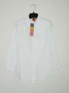 New TORY BURCH White Cotton Ruffle Front Rosie Top Shirt 10  