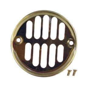   Inch Trim Ring Shower Drain Cover with Strainer, Polished Brass Finish