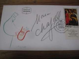 MARC CHAGALL 1887 1985 ORIGINAL AUTHOGRAPH ISRAELI FIRST DAY COVER 