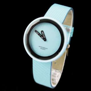 Candy Colors Charming Leatheroid Lady Women Quartz Wrist Watch  