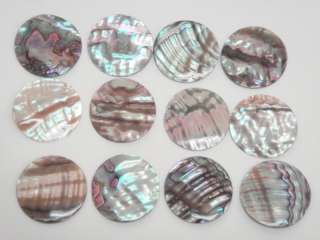 ABALONE SHELL UNDRILLED DISC COIN 35MM 12 PCS #T 167  