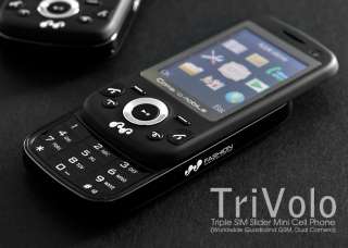 TriVolo   Triple SIM Slider Mini Cell Phone Worldwide Quadband GSM 