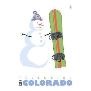  Telluride, Colorado, Snowman with Snowboard Stretched 
