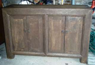   RUSTIC RECLAIMED OLD SOLID WOOD CABINET BUFFET w/ IRON PULLS  