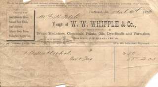 WW Whipple Portland ME Medicine Havana Cigars Billhead  