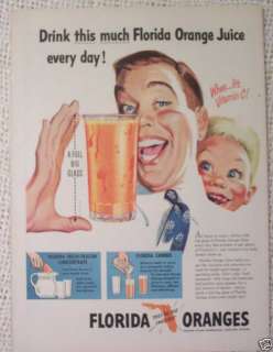 50s VINTAGE ADS GILBEYS GIN FLORIDA ORANGE JUICE  