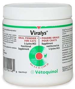 Viralys Powder 100 grams L Lysine HCI for Cats  