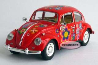 New Volkswagen Classical Beetle Large 124 Diecast Model Car Red B120b 