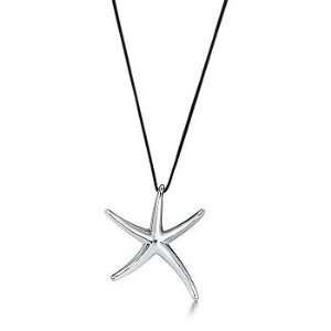 Tiffany Inspired Sterling Silver Starfish Necklace Silk Cord 18 (16 