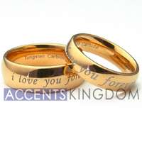 MENS & WOMENS TUNGSTEN GOLD DOME WEDDING BANDS RING SET  