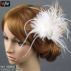 White Peacock Rooster Ostrich Feather Wedding Bridal Ha