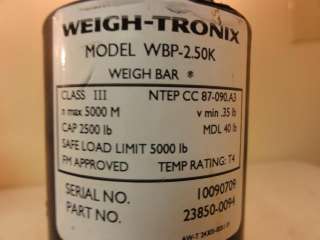 27566 New No Box, Weigh Tronix WBP 2.50K Weigh Bar 5000LB Load Cell 