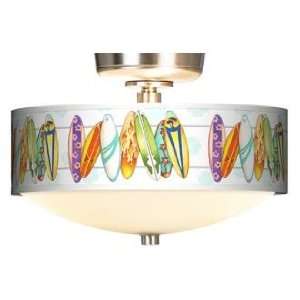  Surfboard Time Giclee Energy Saver Brushed Steel Fan Light 