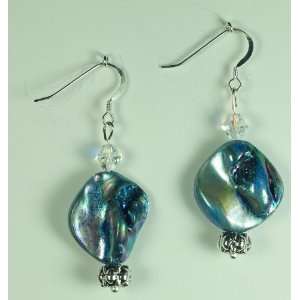    Mother of Pearl with Swarovski Crystal Earrings w/Gift Box Jewelry