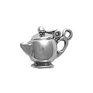    Sterling Silver Charm Pendant Tea Pot Teapot Lid Opens 3d Jewelry
