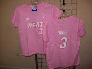 Miami Heat Adidas Pink Dwyane Wade T Shirt sz Youth XL  