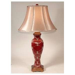  Red Traditional Table Lamp Cream & Gold Trellis