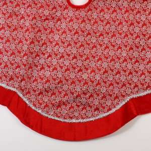   Swirls and Red Organza Tree Skirt with Velvet Border