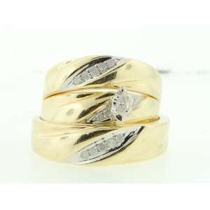   Wedding Engagement Trio Bridal Ring Set (Ladies size 7, Mens size 10