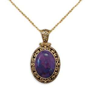  Purple Turquoise Necklace Set in Antique Bronze with 14K 