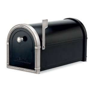   Black Post Mount Residential Mailbox with Antique