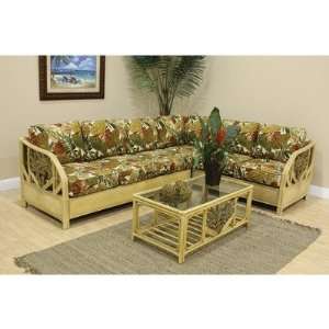   Rattan and Wicker Sectional Finish TC Antique, Fabric Paramount
