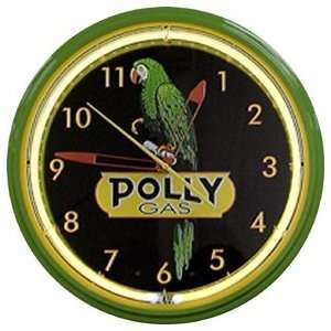  Polly Parrot Gas Neon Wall Clock 20 Inch Gasoline Made USA 