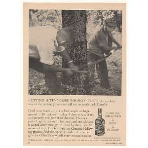 1963 Jack Daniels Cutting Tennessee Whiskey Tree Print Ad 