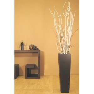  Green Floral Crafts White Mitsumata in Tall Black Floor 