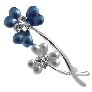  Clover Silver Hyacinth White Crystal Brooch Jewelry