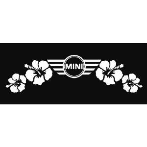 Mini Cooper Hibiscus Flower Mini Emblem Flowers Vinyl Decal Sticker 
