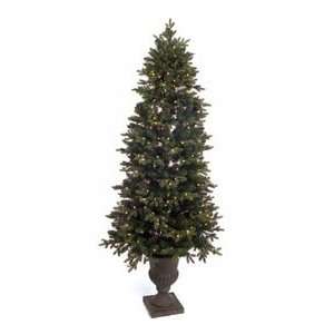  6.5 Pine White Lights Pre lit Christmas Tree Black Urn 